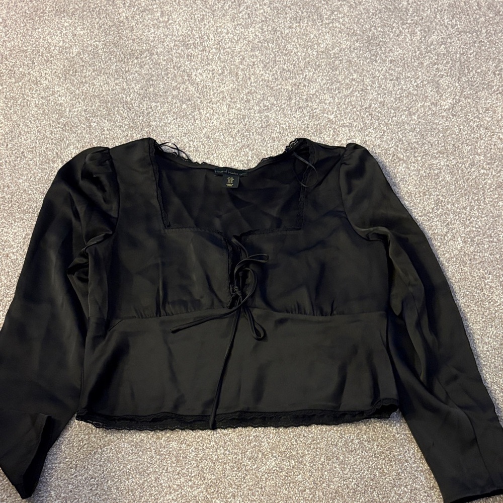 Elegant Black Satin Women's Top